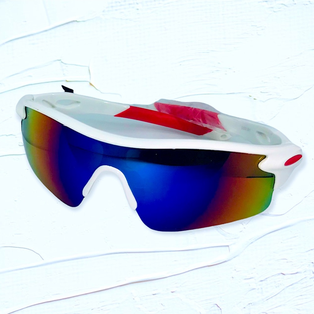 Red White & Blue Mirrored Sport Sunglasses UV400